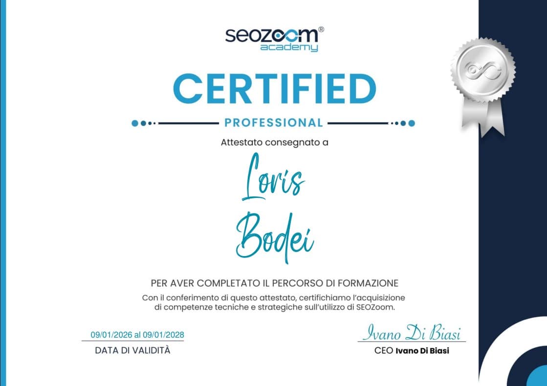 Scopri di più sull'articolo Certificato Seozoom Professional